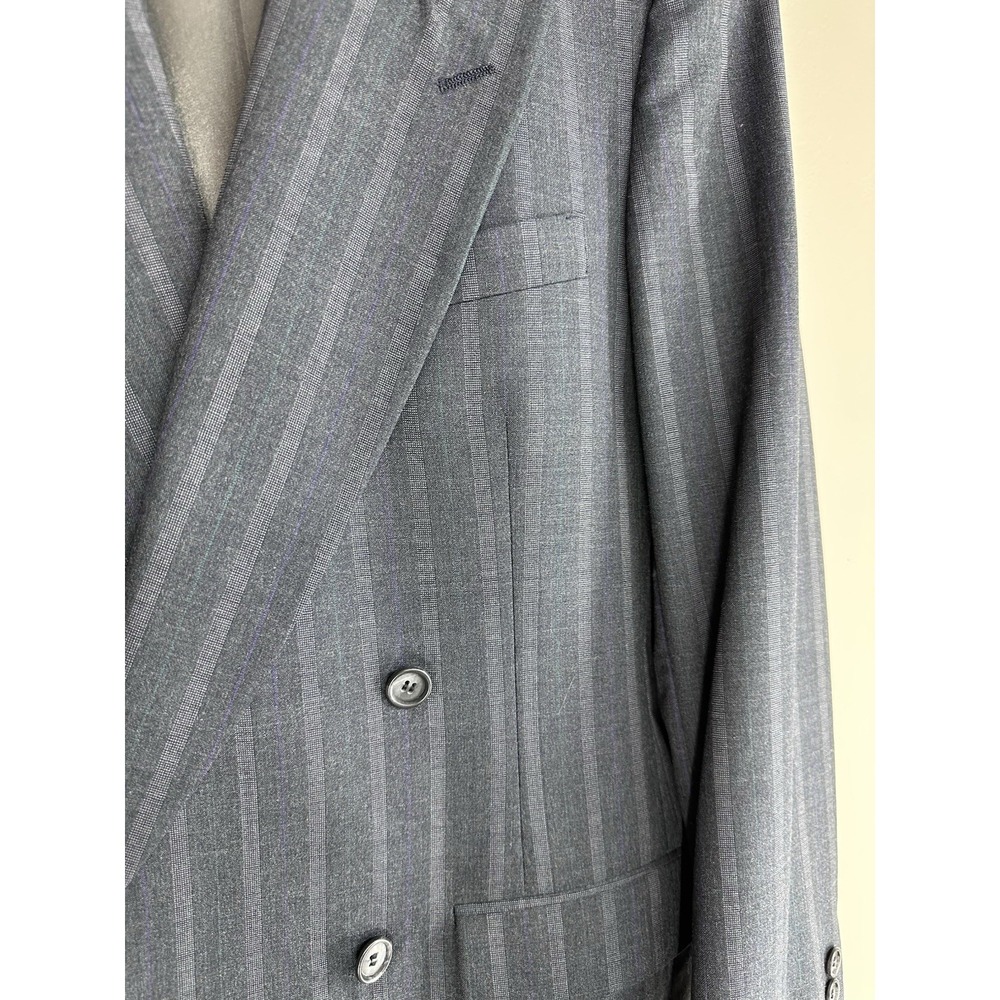 VTG 80s Alexander Julian SIZE 12 Pinstripe Navy Double Breasted 100% Wool USA - Picture 7 of 16